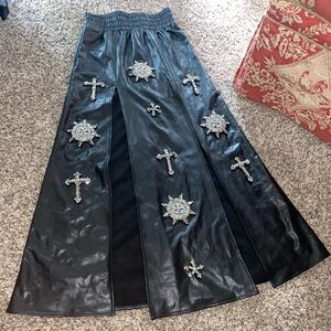 Leather Maxi Skirt with Jewels